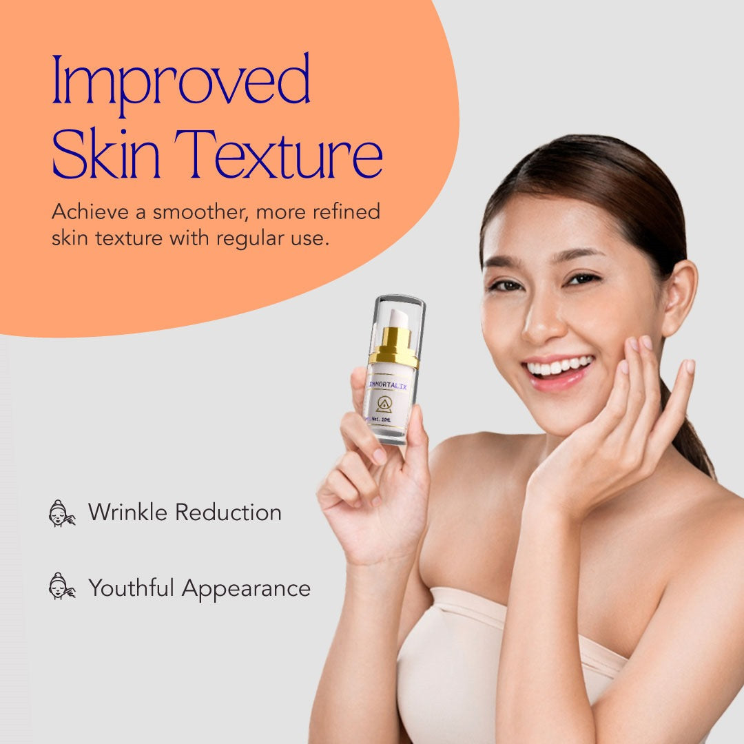 Immortalix - Anti-Aging serum with a nanosized structure and carrier complex that penetrates deeper into your skin.