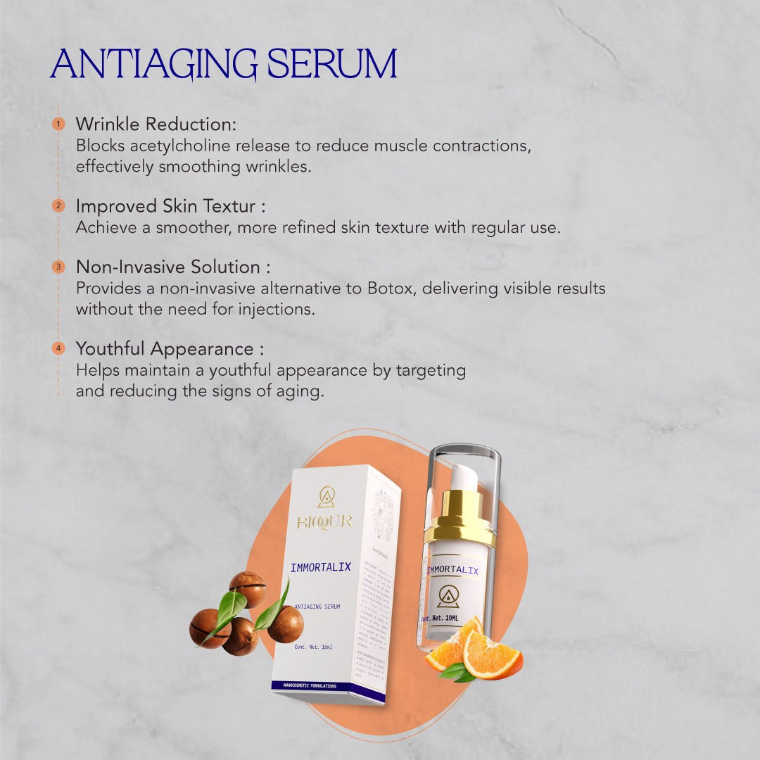 Immortalix - Anti-Aging serum with a nanosized structure and carrier complex that penetrates deeper into your skin.