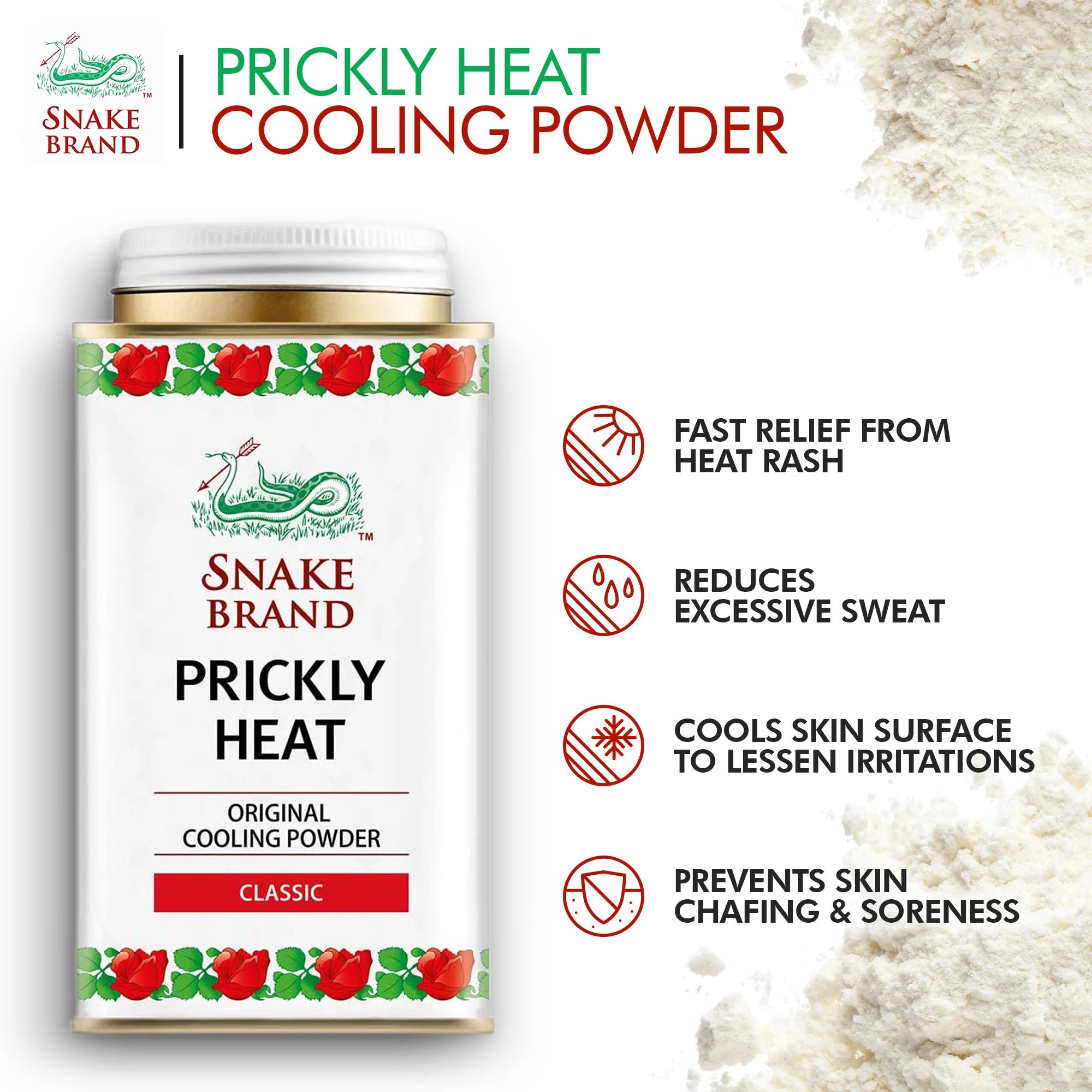 Snake Brand Classic Prickly Heat Cooling Powder