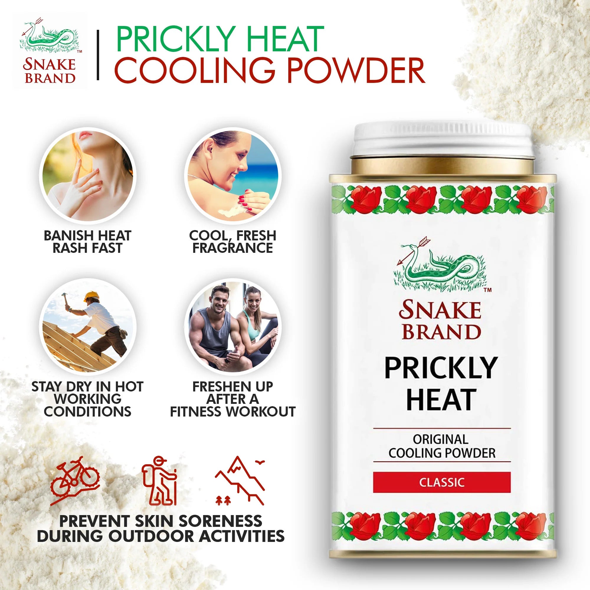 Snake Brand Classic Prickly Heat Cooling Powder