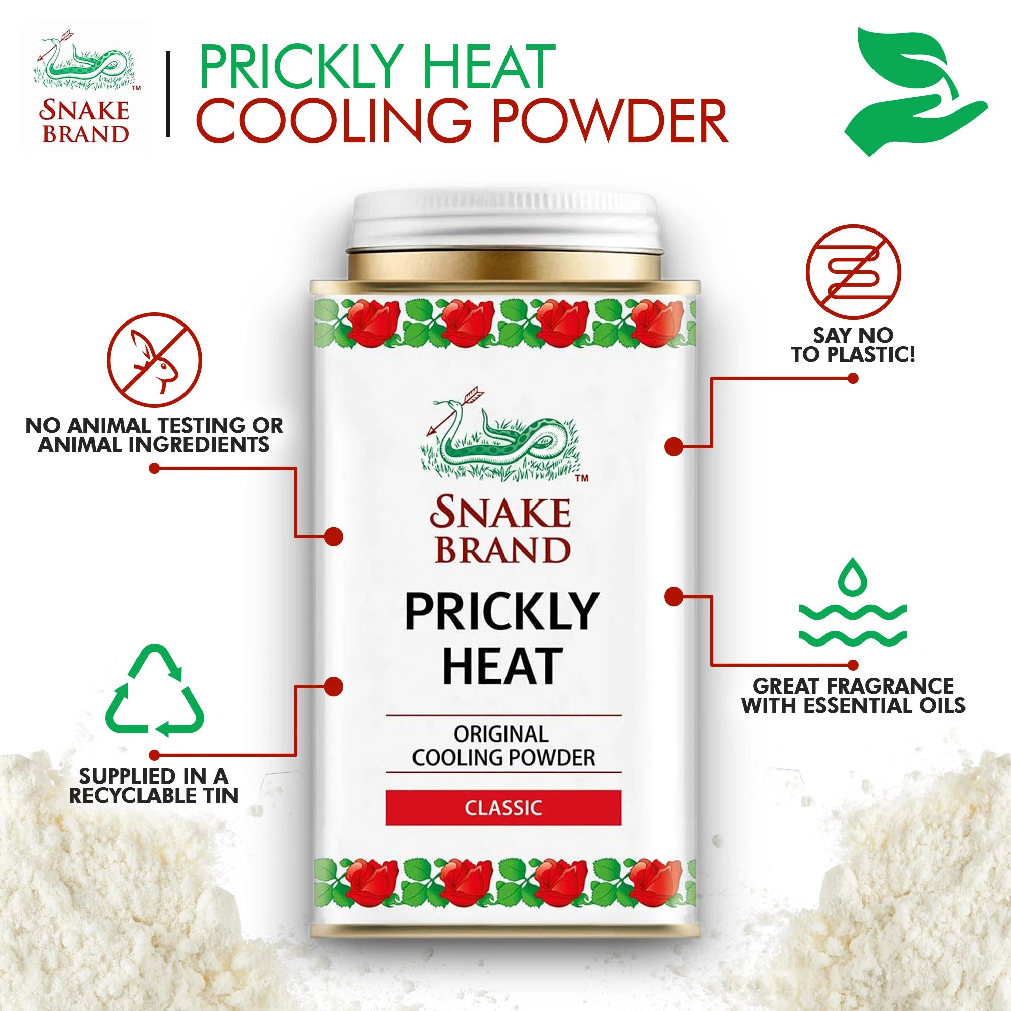 Snake Brand Classic Prickly Heat Cooling Powder